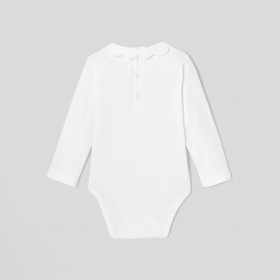 Bodi s valovitim ovratnikom za dojenčke deklice