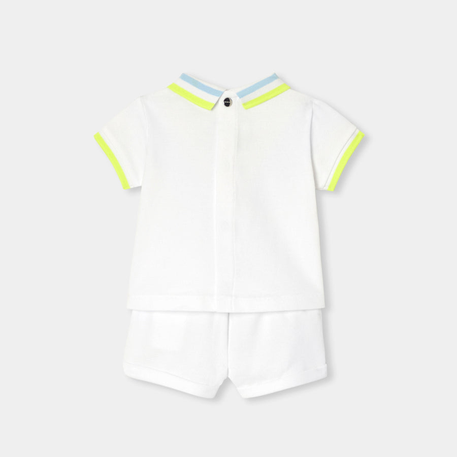 Komplet iz pamučnega piqué materiala za dojenčke dečke