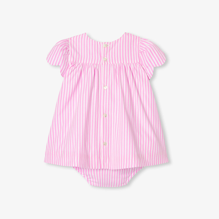 Haljina iz prugastega popelina za dojenčke deklice