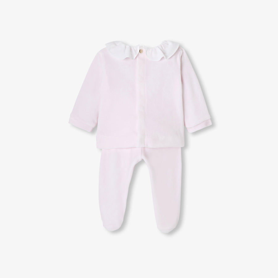 Baršunast komplet za dojenčke deklice