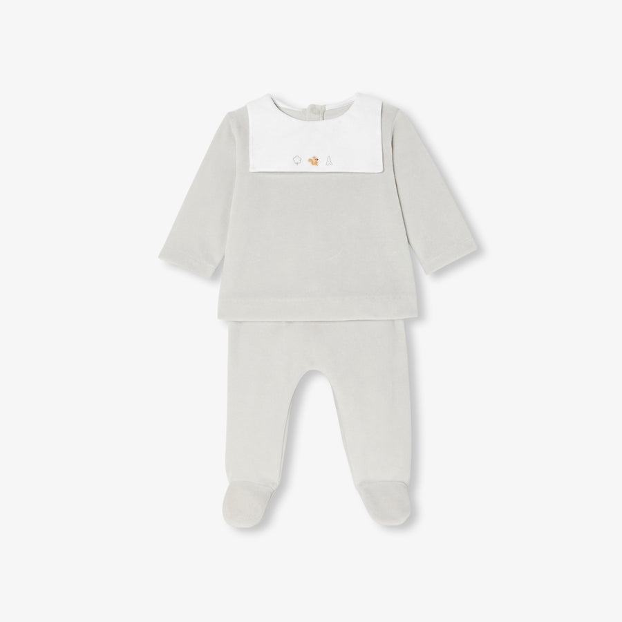 Udoben baršunast komplet za dojenčke dečke