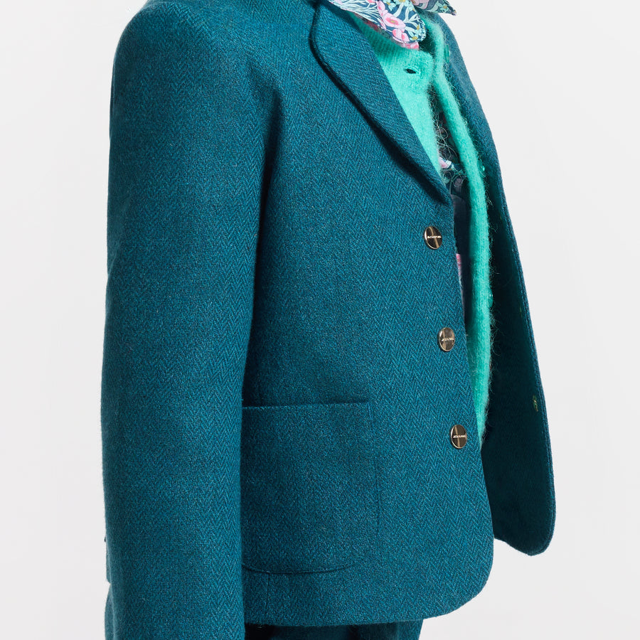 Sako z vzorcem ribje kosti za deklice