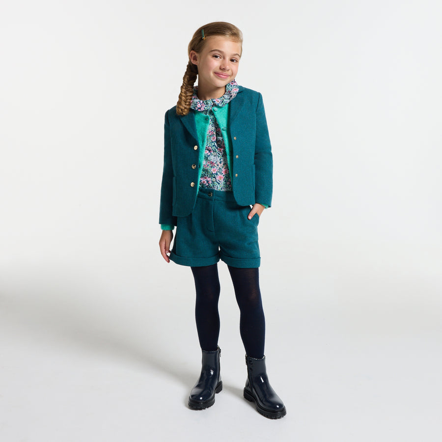 Kratke hlače z vzorcem ribje kosti za deklice