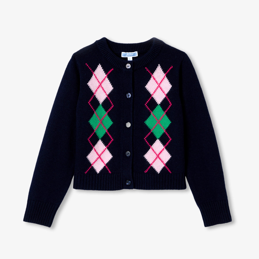 Dekliški kardigan z argyle vzorcem
